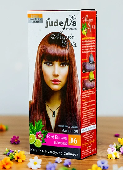 ครีมย้อมสีผมสีน้ำตาลแดง J6 จูดีน่า